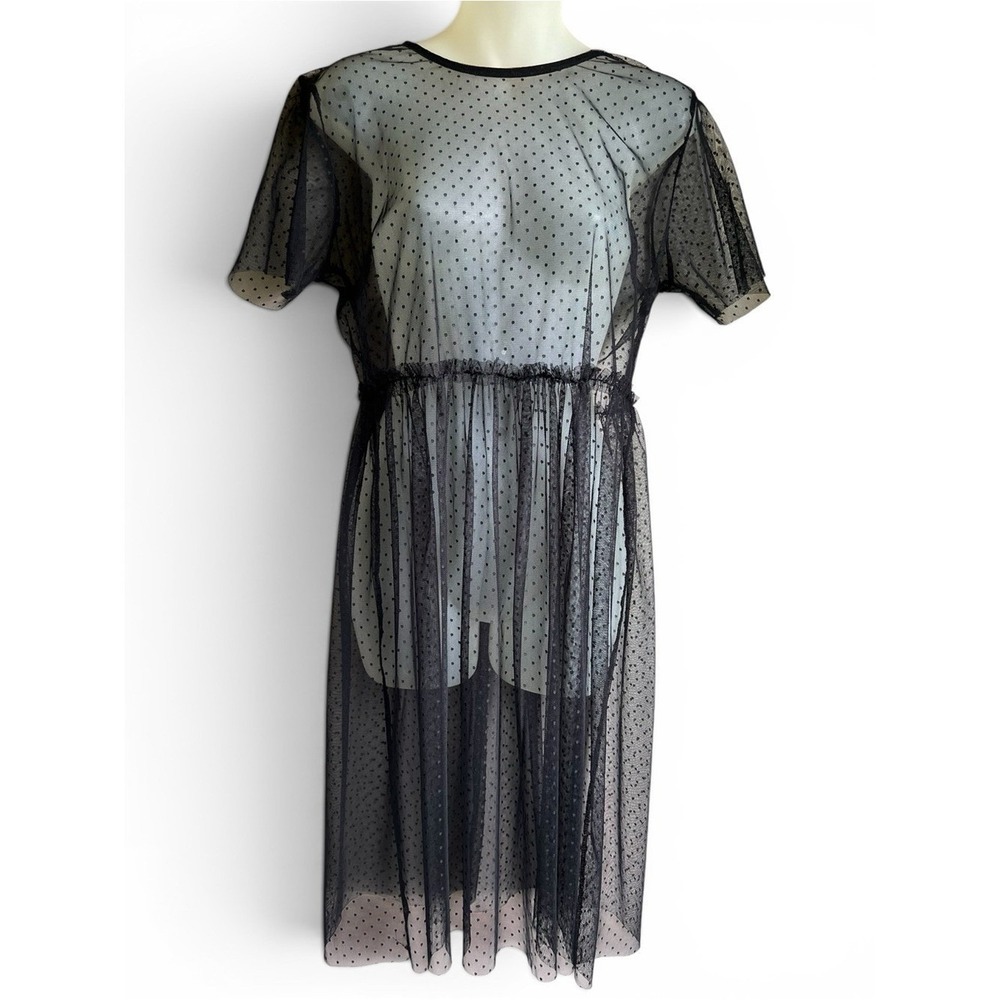 Indie Whimsigoth Sheer Grunge Witchy Goth Dark Boho Mesh Polka Dot Layering L